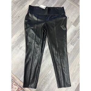 NWT! Nine West Faux Leather Leggings High Waist Stretch Black‎ XL